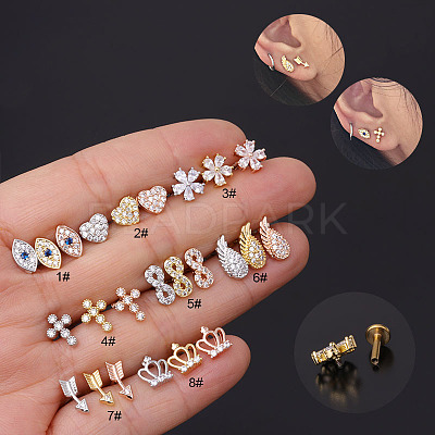 Brass Micro Pave Clear Cubic Zirconia Cartilage Earrings WGF4DCF-20-1