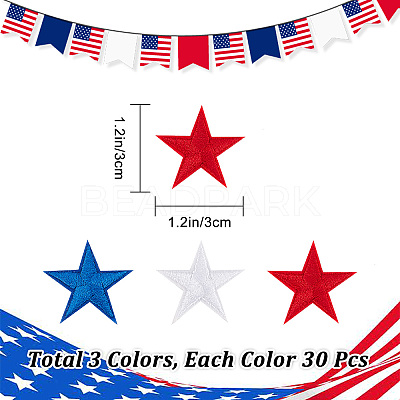 90Pcs 3 Colors Computerized Embroidery Cloth Iron on/Sew on Patches DIY-GF0006-50-1
