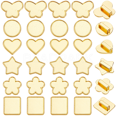 48Pcs 8 Styles Alloy Slide Charms Cabochon Settings FIND-SC0016-55A-G-1