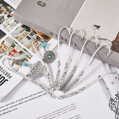 12Pcs Tibetan Style Alloy Bookmarks Findings with Hole PALLOY-SC0004-30-1