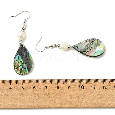 Natural Abalone Shell/Paua Shell Dangle Earrings EJEW-JE07434-02-1