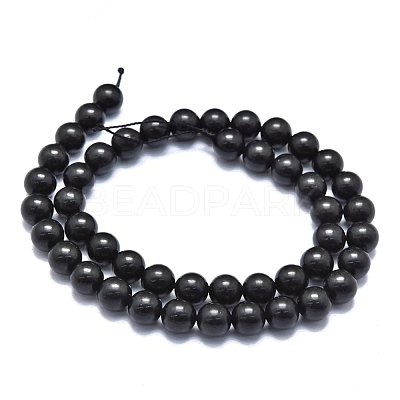 Natural Shungite Beads Strands G-M353-A04-10mm-1