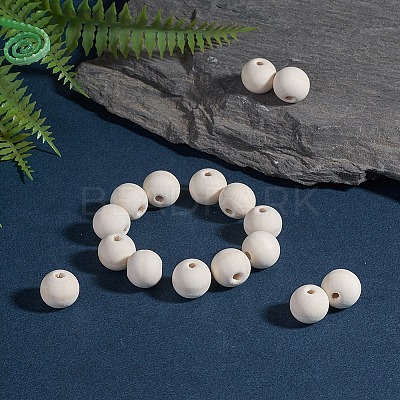Natural Unfinished Wood Beads WOOD-S651-14mm-LF-1