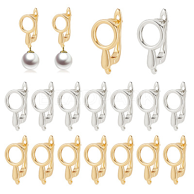 20Pcs 2 Colors Brass Huggie Hoop Earring Findings KK-AR0003-04-1