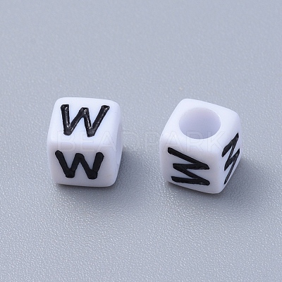 Acrylic Horizontal Hole Letter Beads PL37C9308-W-1