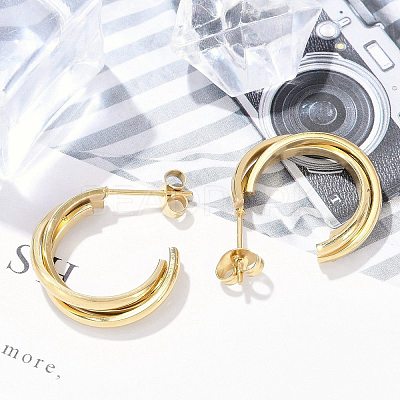 304 Stainless Steel Twist C-Shaped Stud Earrings for Women EJEW-C096-40G-1