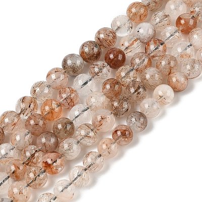 Natural Black Gold Rutilated Quartz Beads Strands G-H093-B02-8MM-1