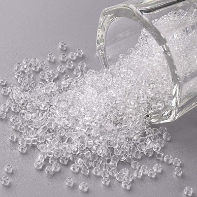 Clear 11/0 FGB Grade A Round Transparent Glass Seed Beads X-SEED-Q006-F04-1