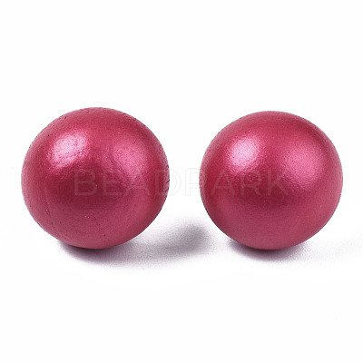 Painted Half Round Schima Wood Earrings for Girl Women EJEW-T017-02D-1
