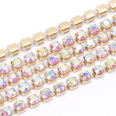Brass Rhinestone Strass Chains CHC-T003-SS10-02C-1