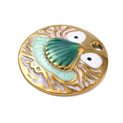 304 Stainless Steel Enamel Pendants STAS-A092-01C-G-1