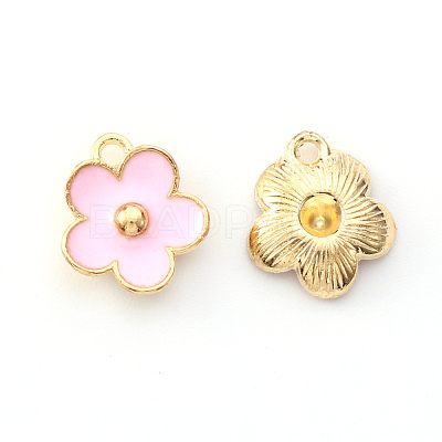 Light Gold Plated Alloy Enamel Pendants ENAM-R136-16B-1