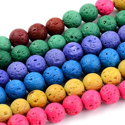 Synthetic Lava Rock Beads Strands G-S247-6mm-M-1-1