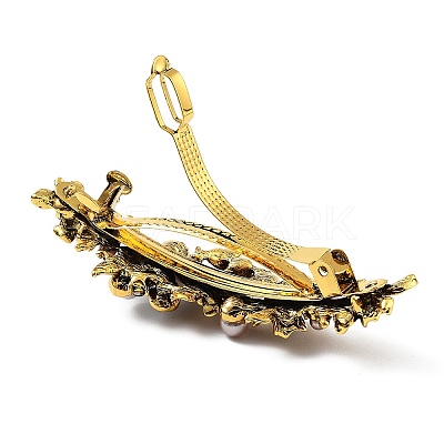Flower Alloy Rhinestone Hair Barrettes PHAR-S604-01AG-03-1