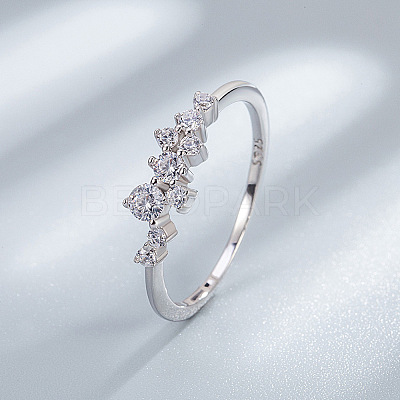 925 Sterling Silver Micro Pave Clear Cubic Zirconia Finger Rings for Women FS-WG88D88-01-1