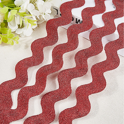 10 Yard Metallic Polyester Wavy Fringe Trim Ribbon SRIB-GF0001-38N-1