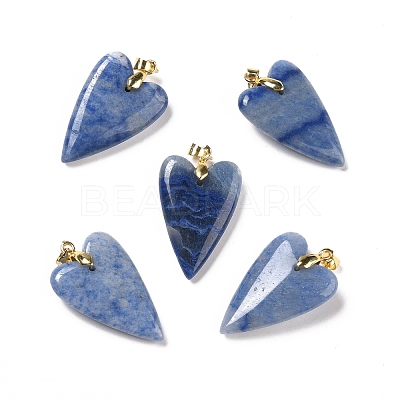 Dyed & Heated Natural Blue Aventurine Pendants G-E570-01G-04-1