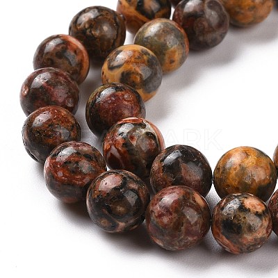 Natural Leopard Skin Jasper Round Beads Strands G-S182-8mm-1
