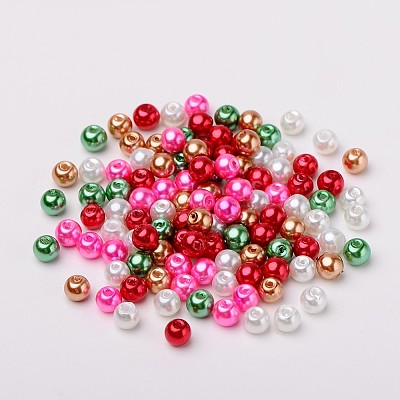 Christmas Mix Pearlized Glass Pearl Beads HY-X006-6mm-05-1