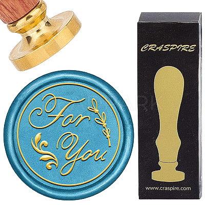 Brass Wax Seal Stamps with Wood Handle AJEW-WH0412-0334-1