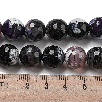 Faceted Natural Fire Crackle Agate Beads Strands G-F447-12mm-N17-1