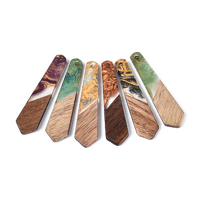 Opaque Resin & Walnut Wood Pendants RESI-T060-57M-1-1