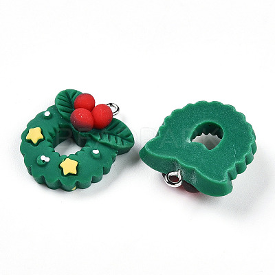 Christmas Theme Opaque Resin Pendants RESI-N039-108-1