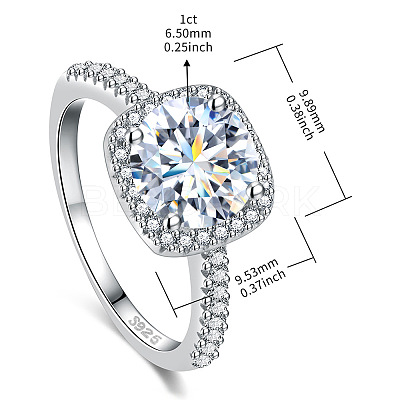 Rhodium Plated 925 Sterling Silver Pave 8.2x4.9mm Moissanite Finger Rings for Women WGE3211-12-1