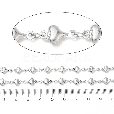 304 Stainless Steel Heart Link Chains CHS-N009-01A-P-1