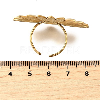 Flower 304 Stainless Steel Adjustable Cuff Rings for Women RJEW-M103-04D-G-1