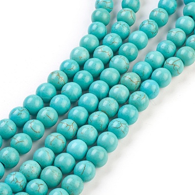 1 Strand Synthetic Turquoise Round Beads Strands X-TURQ-G106-8mm-02D-1