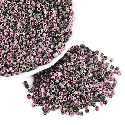 Opaque Picasso Cylinder Glass Beads SEED-Q039-06A-08-1