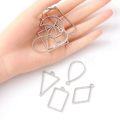 10Pcs Alloy Open Back Bezel Pendants PALLOY-YWC0002-02P-1