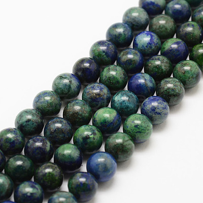Natural Chrysocolla and Lapis Lazuli Beads Strands G-P281-03-6mm-1