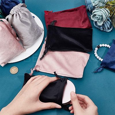 24Pcs 6 Colors Velvet Jewelry Drawstring Bags TP-HY0001-05B-1