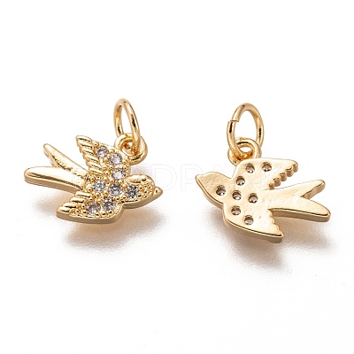 Brass Micro Pave Clear Cubic Zirconia Charms ZIRC-C020-48G-1