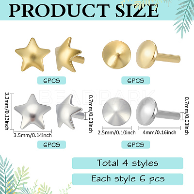 24Pcs 4 Style 925 Sterling Silver Flat Head Pins STER-ME0001-10-1