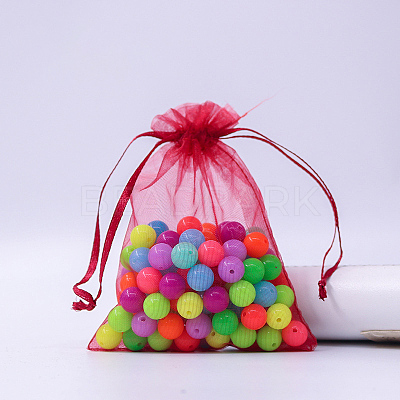 Rectangle Organza Drawstring Bags CON-PW0001-054A-13-1