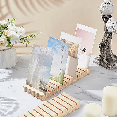 2Pcs Rectangle Wooden Card Slotted Display Stands AJEW-FG0005-78-1