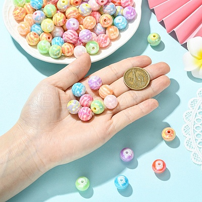100Pcs 2 Styles AB Color Plated Acrylic Beads SACR-YW0002-05-1