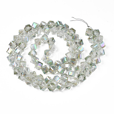 Electroplate Transparent Glass Beads Strands EGLA-N002-29-C03-1