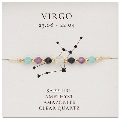 Natural stone constellation bracelet with 12 zodiac signs NR2952-2-1