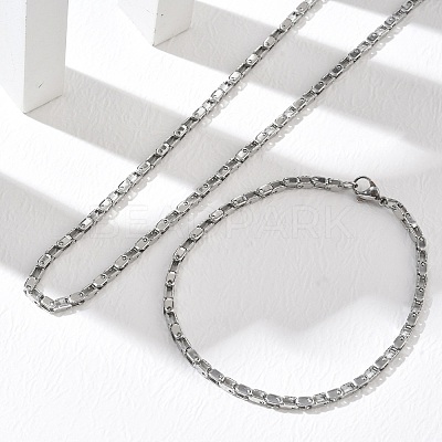 304 Stainless Steel Chain Necklaces & Bracelets Sets SJEW-D091-11P-1