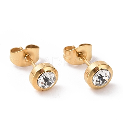 Rhinestone Column Stud Earrings EJEW-H357-04G-A-1