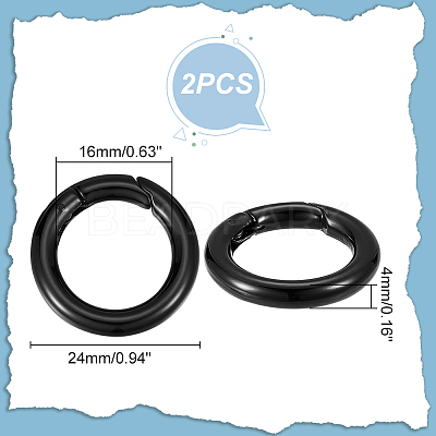 2Pcs 304 Stainless Steel Spring Gate Rings STAS-UN0041-70-1