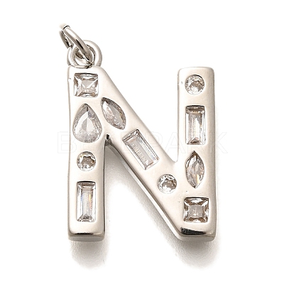 Brass Micro Pave Clear Cubic Zirconia Pendants KK-G521-01P-N-1
