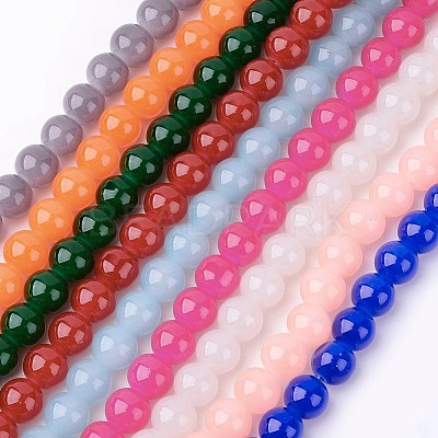 Imitation Jade Glass Beads Strands DGLA-S076-10mm-M-1