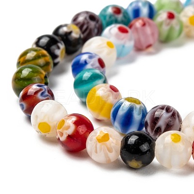 Round Handmade Millefiori Glass Beads Strands LK-R004-81-1