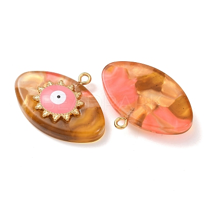304 Stainless Steel Resin Pendants STAS-F352-07D-05-1