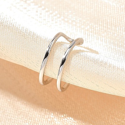 925 Sterling Silver Cuff Earrings for Women EJEW-F360-01A-P-1